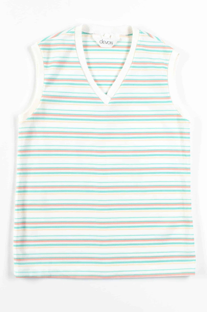 Rainbow Sherbet Striped V-Neck Top
