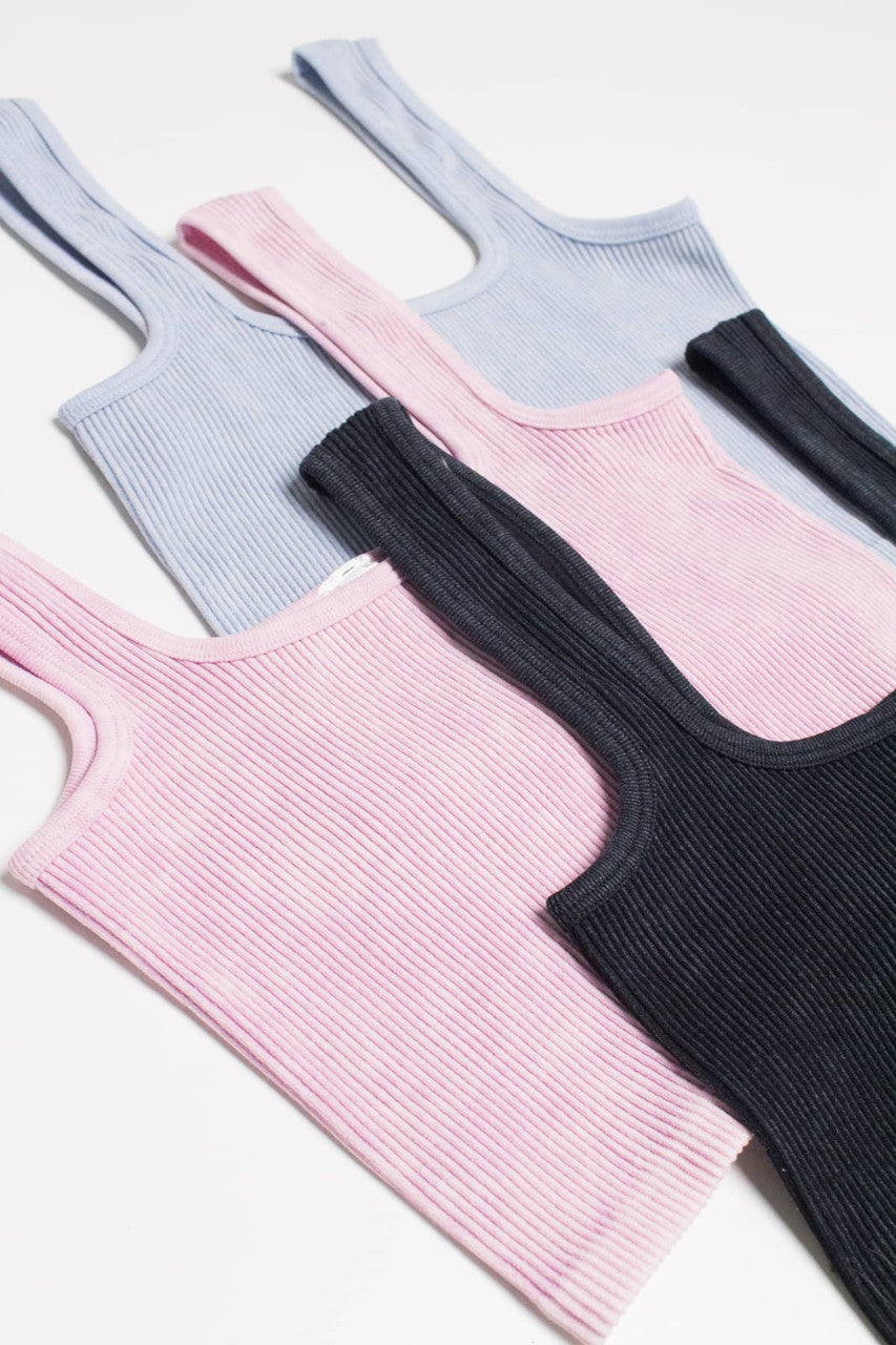 Blue Washed Seamless Crop Tank