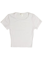 White Basic Ribbed Crop Tee