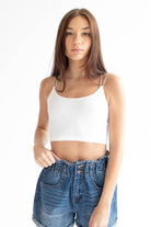 White Bungee Strap Seamless Ribbed Bralette