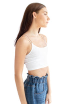 White Bungee Strap Seamless Ribbed Bralette