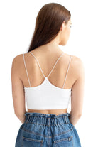White Bungee Strap Seamless Ribbed Bralette