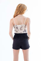White Butterfly Lace Trimmed Mesh Cami