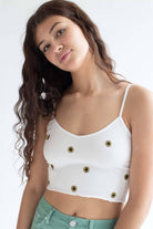 White Daisies Embroidered Seamless Cami