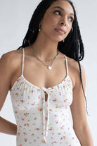 White Ditsy Floral Milkmaid Mini Dress