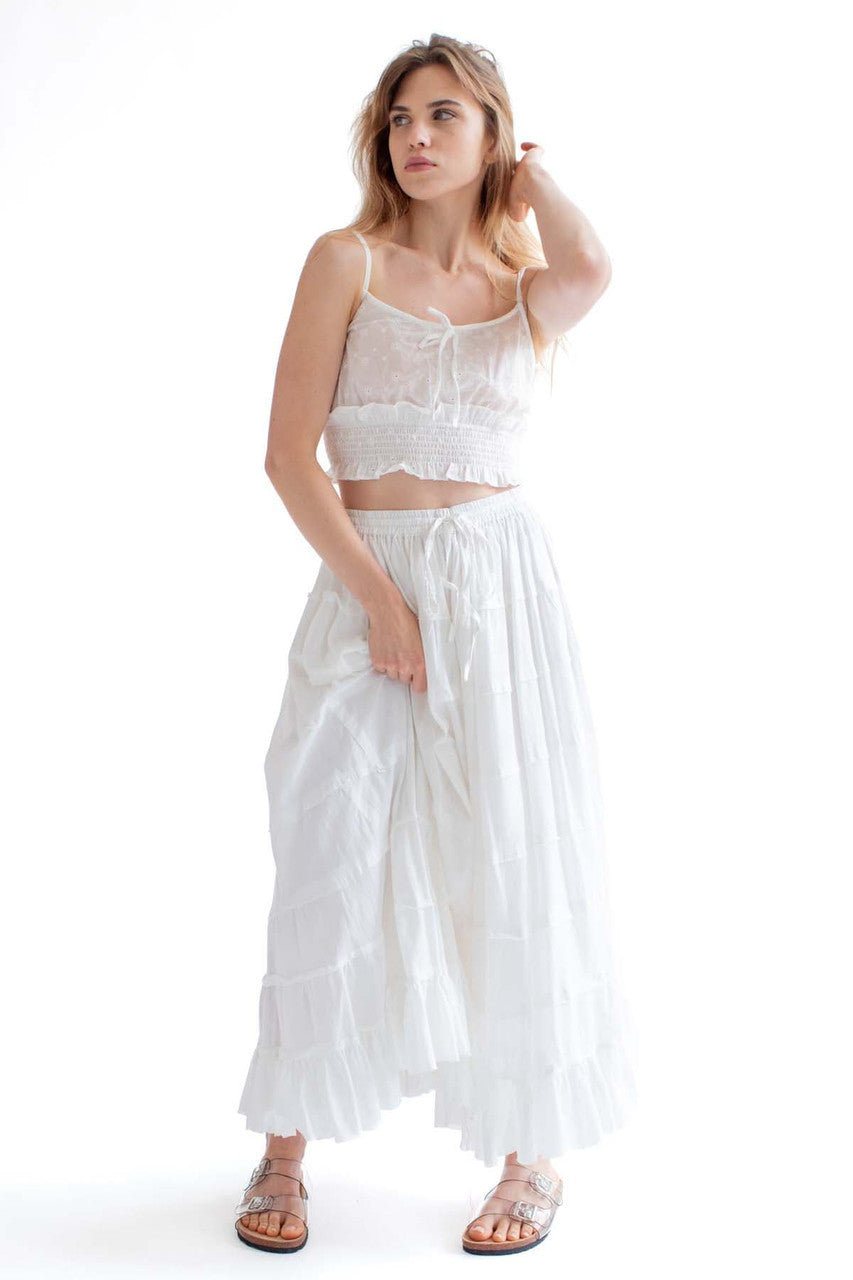 White Floral Eyelet Milkmaid Top
