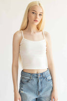 White Heart Jacquard Crop Cami