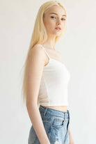 White Heart Jacquard Crop Cami