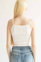 White Heart Jacquard Crop Cami