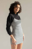 White Houndstooth Mini Dress
