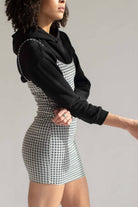 White Houndstooth Mini Dress