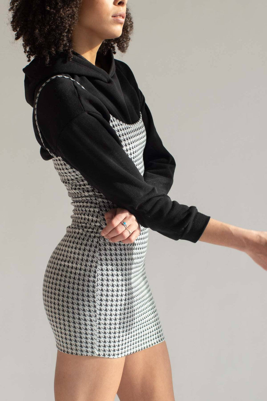 White Houndstooth Mini Dress