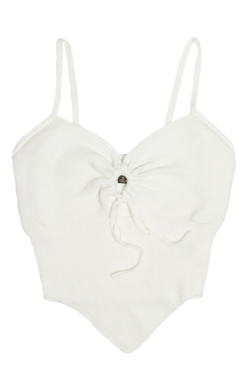 White Knit Hanky Hem Cami