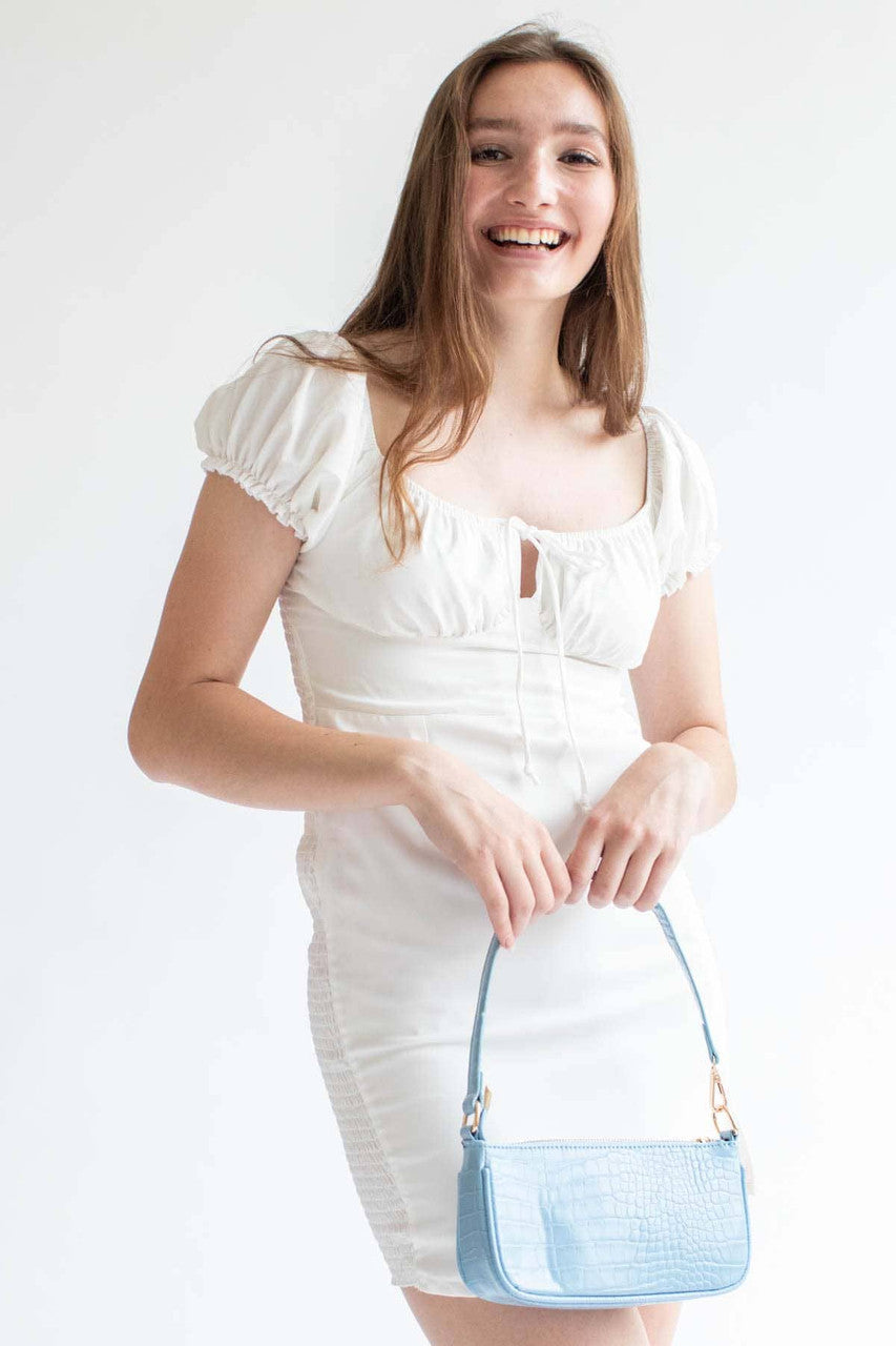 White Milkmaid Thigh Slit Mini Dress