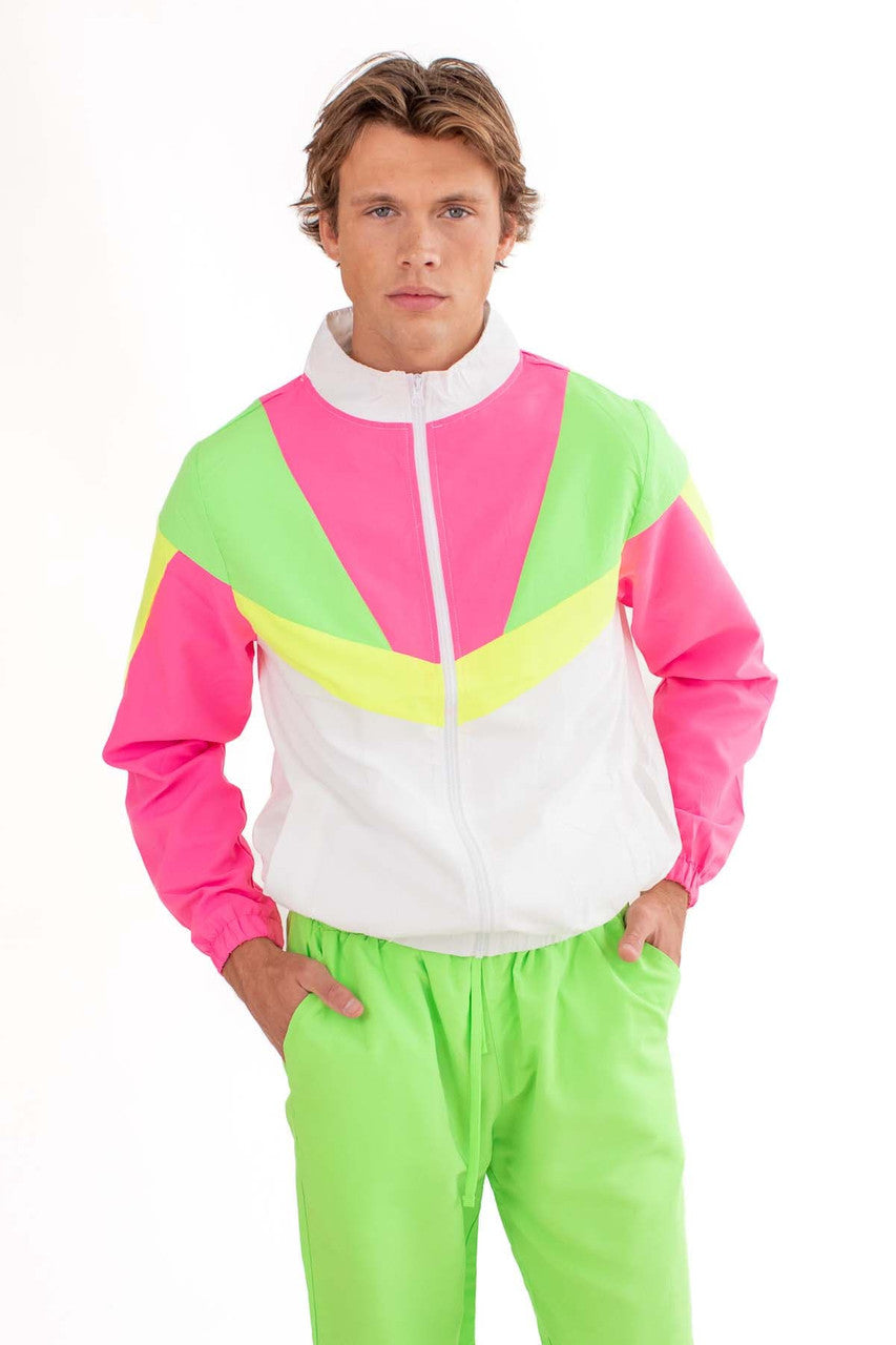 White Neon Colorblocked Windbreaker