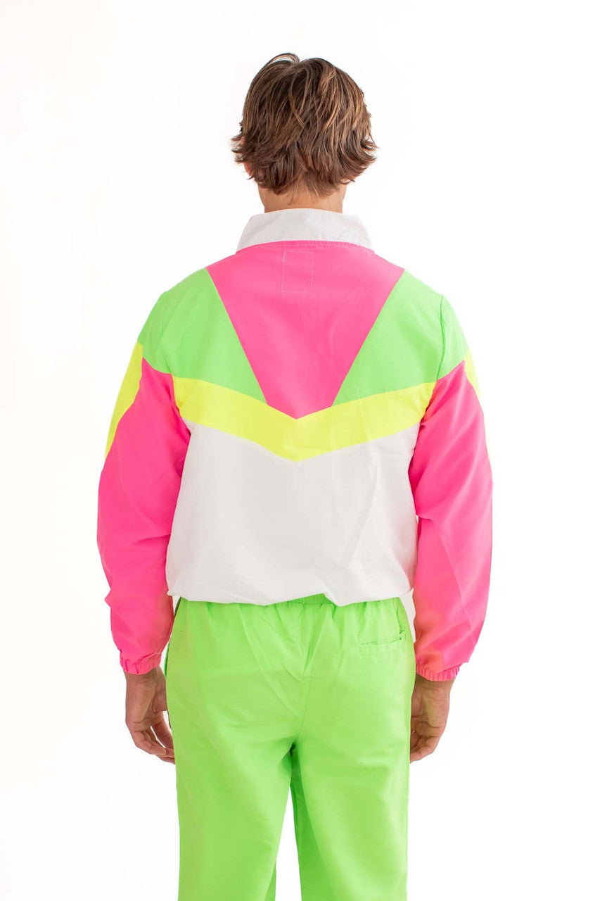 White Neon Colorblocked Windbreaker