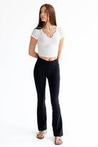 White Notched Neck Crop T-Shirt