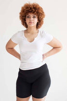 White Notched Neck T-Shirt (Extended Sizes)