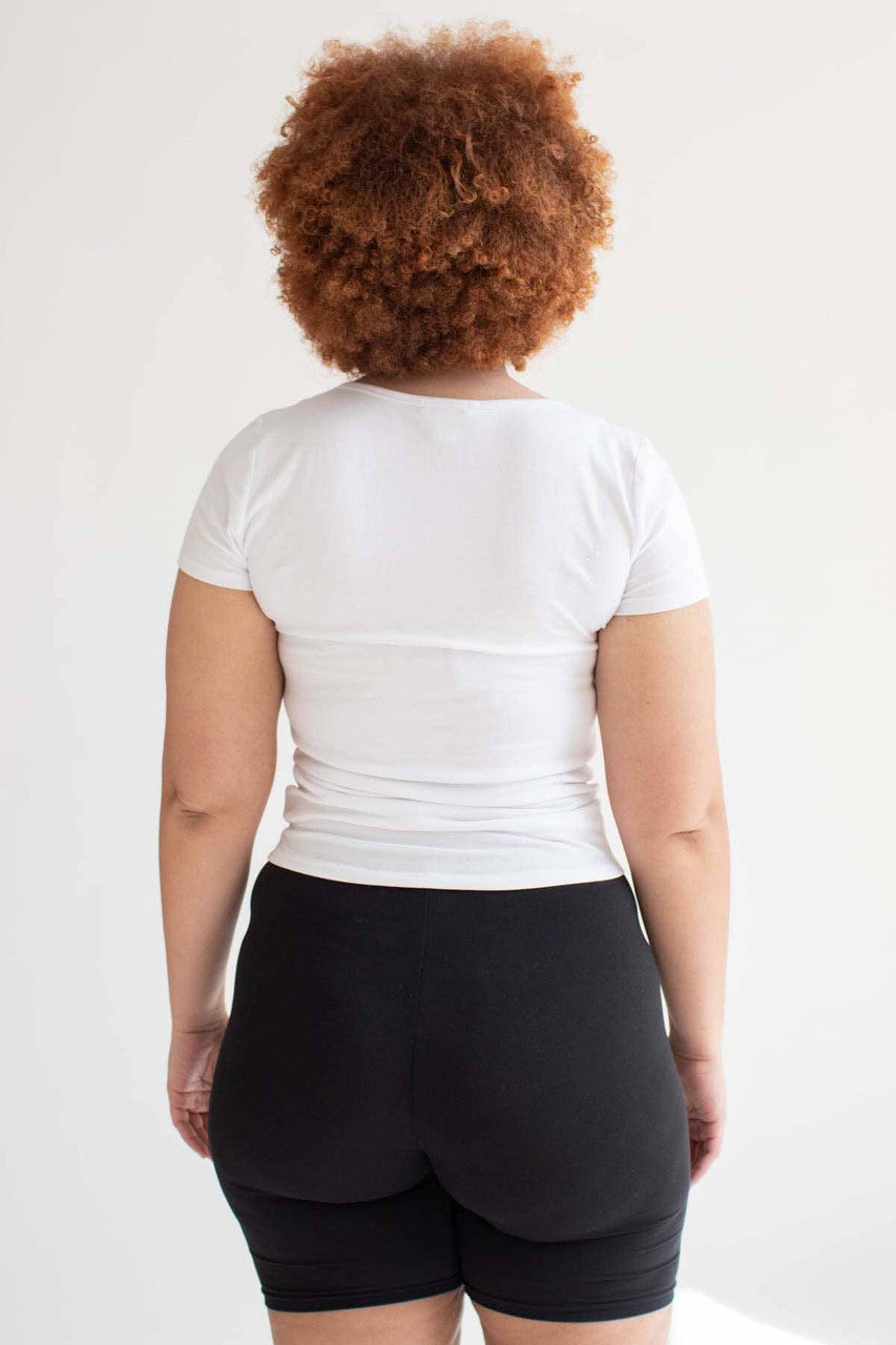 White Notched Neck T-Shirt (Extended Sizes)