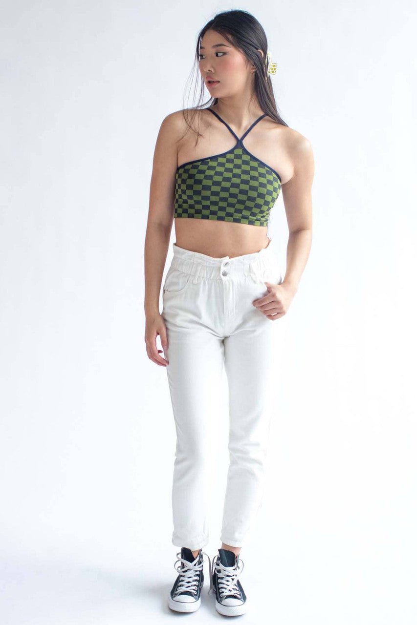White Paper Bag Waist Jeans