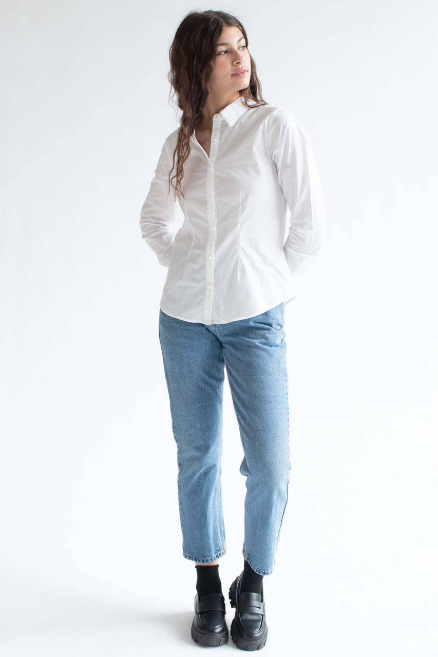 White Pearl Button Up Shirt
