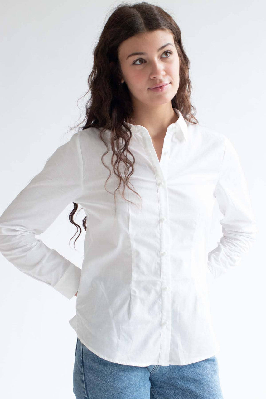 White Pearl Button Up Shirt