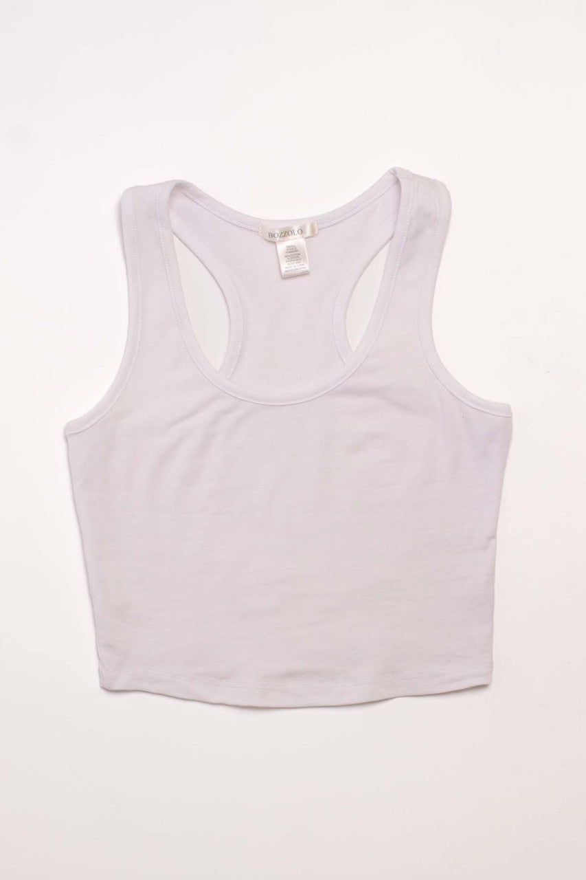 White Racerback Crop Tank 1