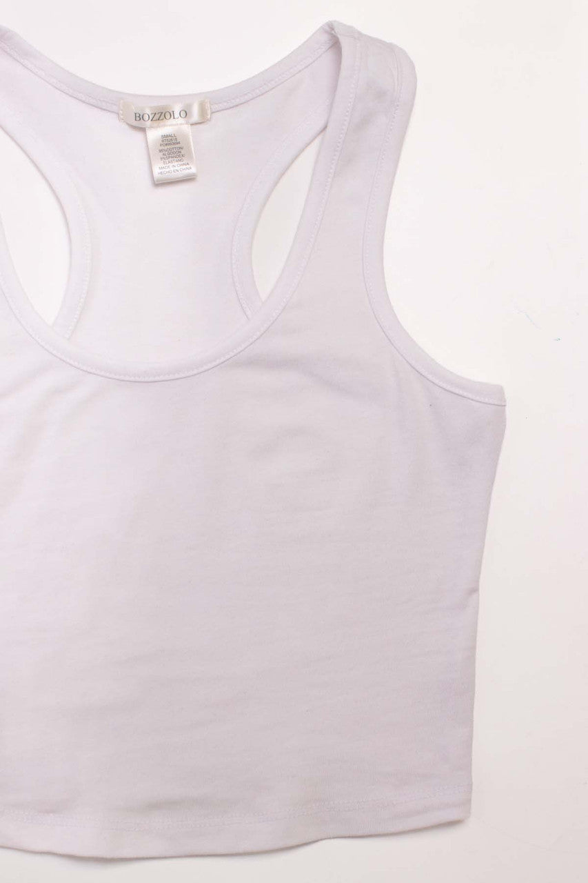 White Racerback Crop Tank 1