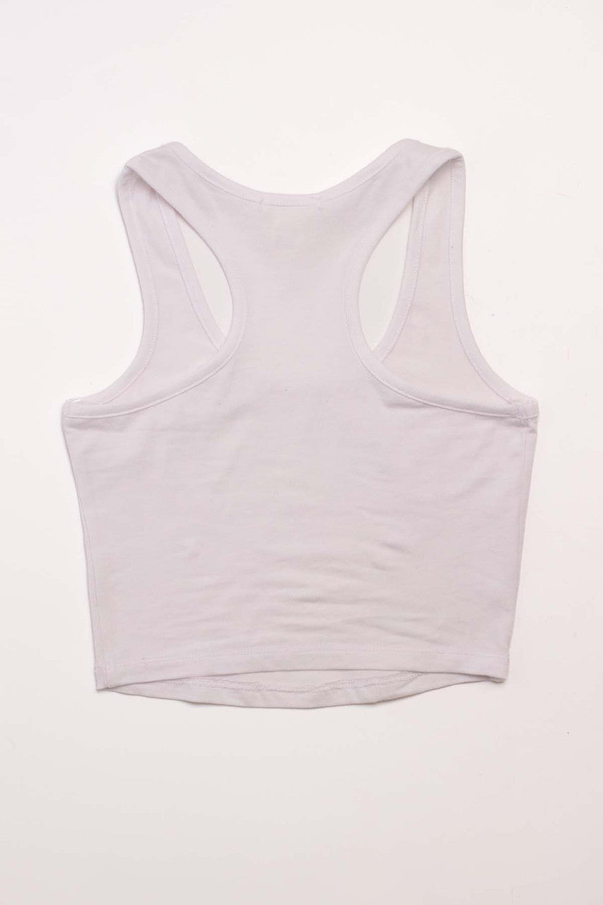 White Racerback Crop Tank 1