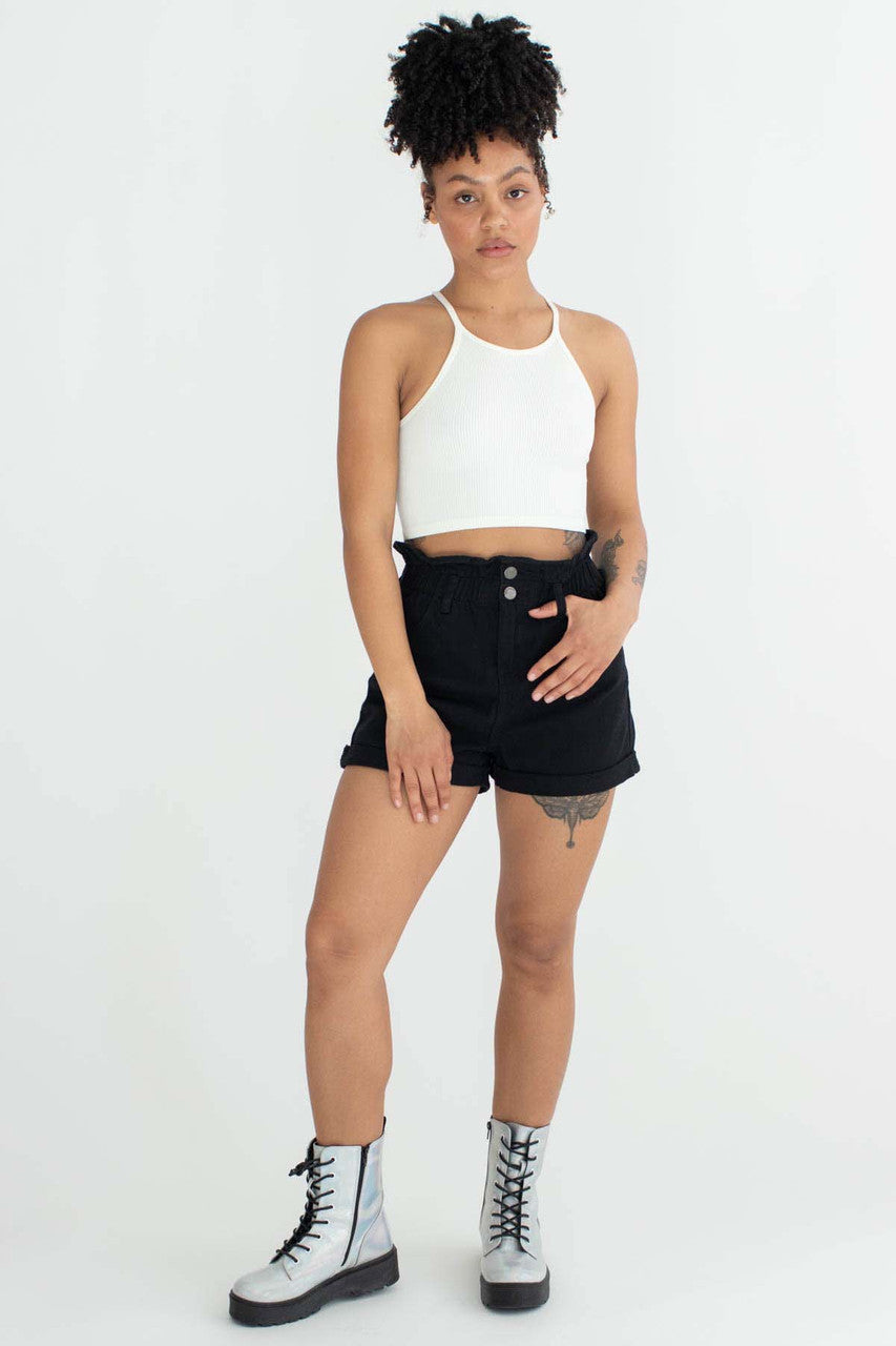 White Ribbed Seamless Crew Neck Cami