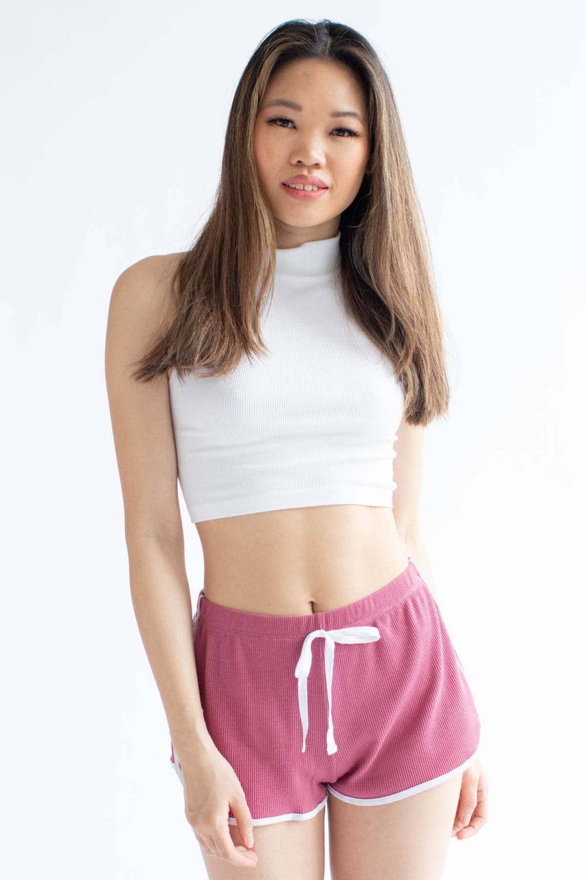 White Seamless Mock Neck Crop Top 1