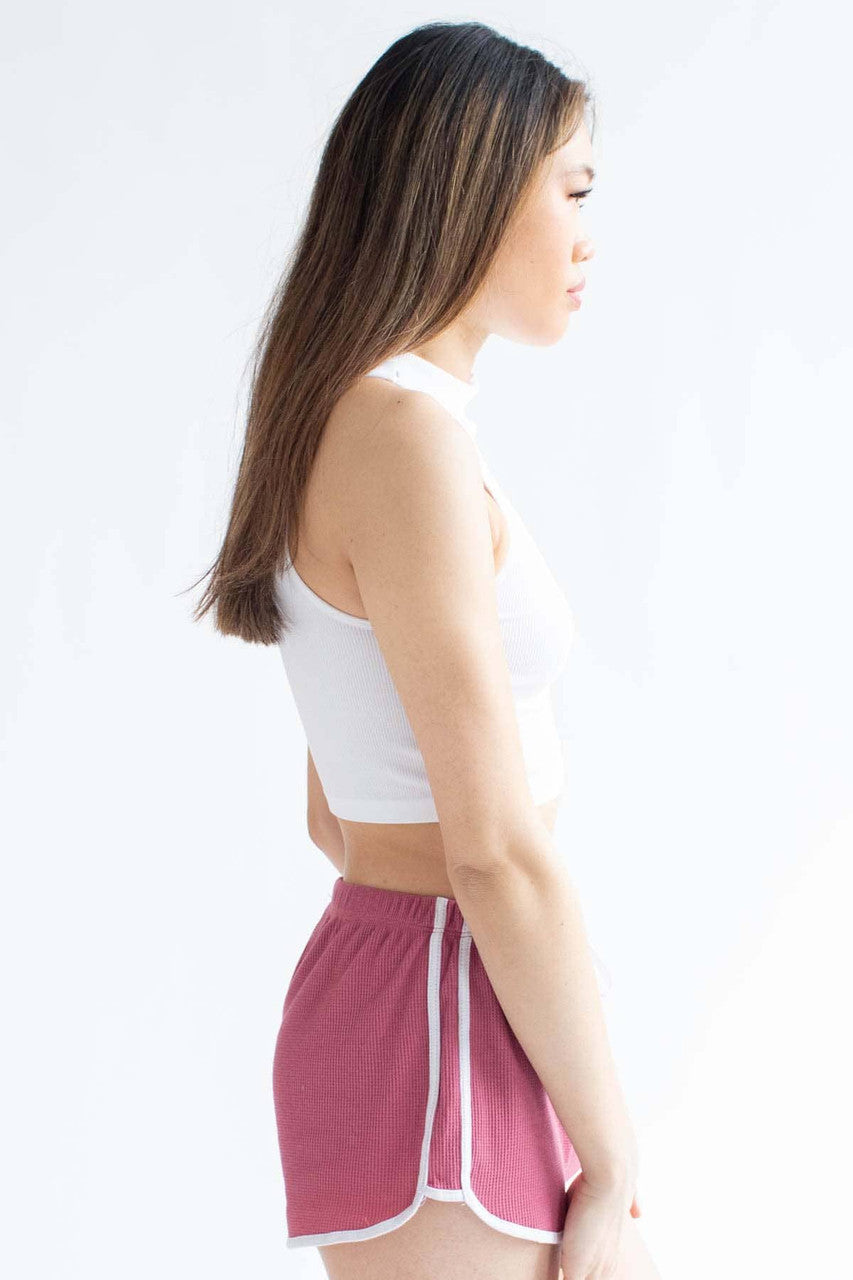White Seamless Mock Neck Crop Top 1