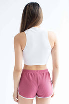 White Seamless Mock Neck Crop Top 1