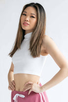 White Seamless Mock Neck Crop Top 1