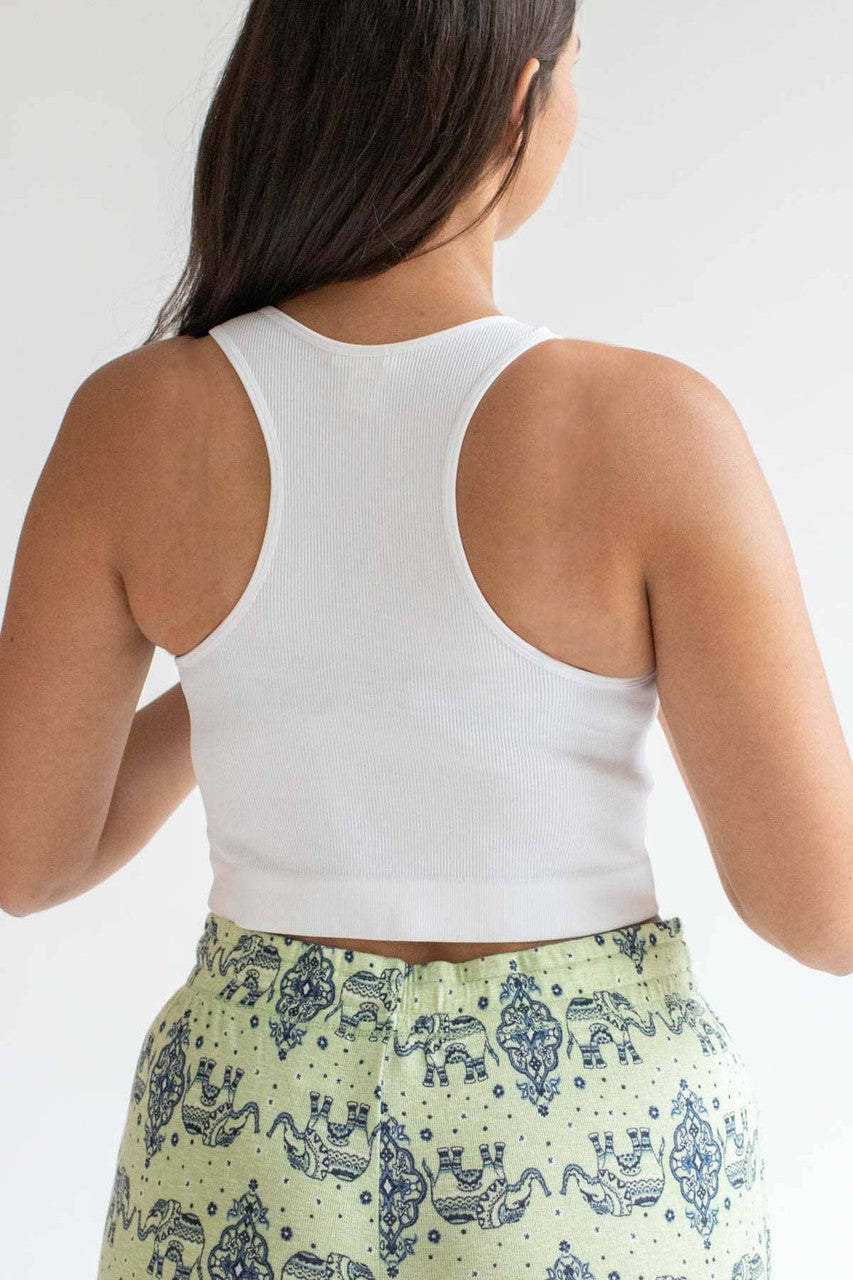 White Seamless Ribbed Sports Bra (Extended Sizes)