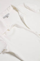 White Ribbed Short Sleeve Polo Cardigan