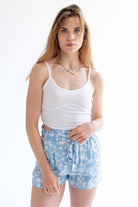 White Ribbed Underlined Bust Cami