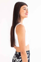 White Seamless High Neck Crop Tank
