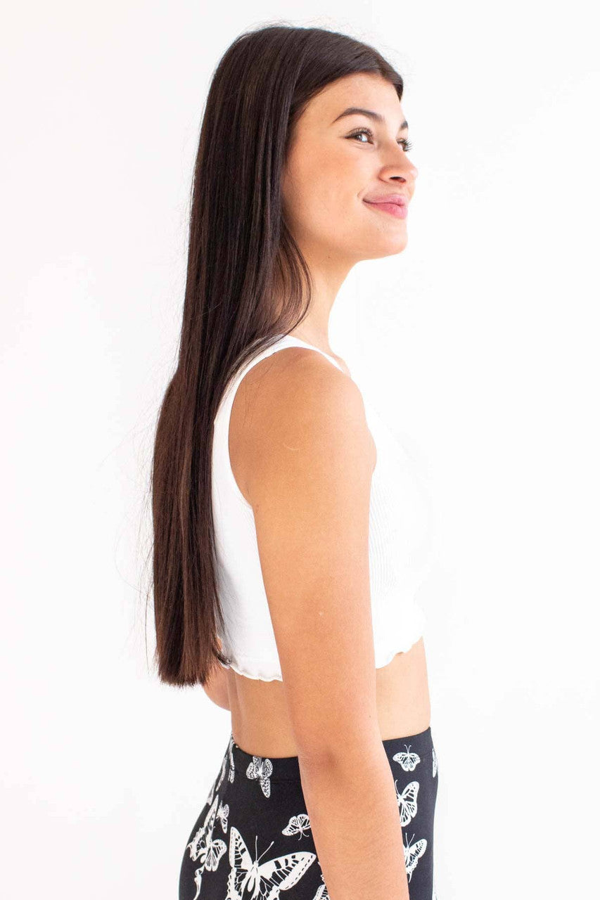 White Seamless High Neck Crop Tank