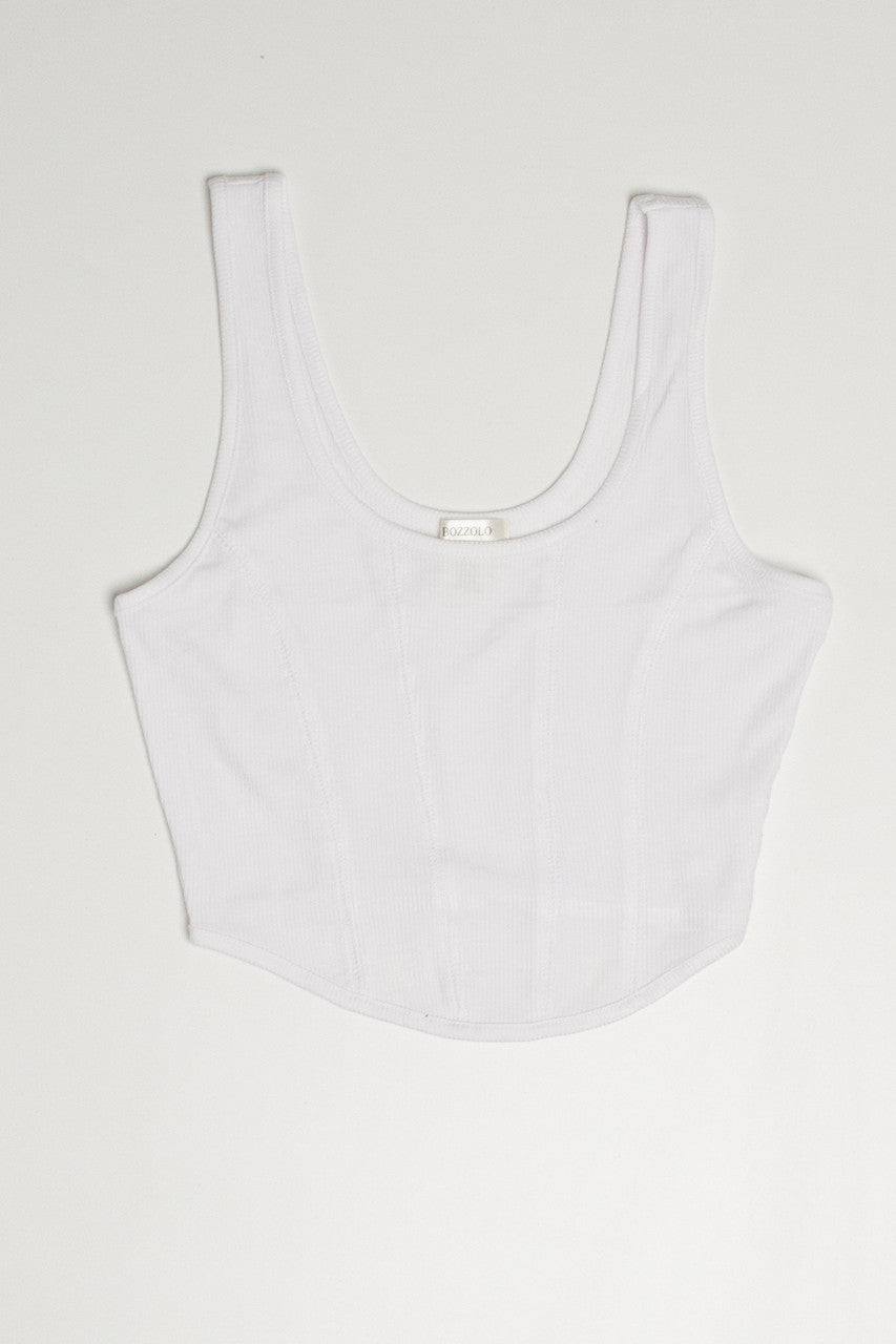 White Seamed Cropped Tank