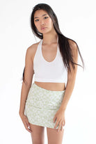 White Seamless Deep V Halter Neck