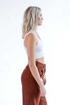 White Seamless Henley Tank Top