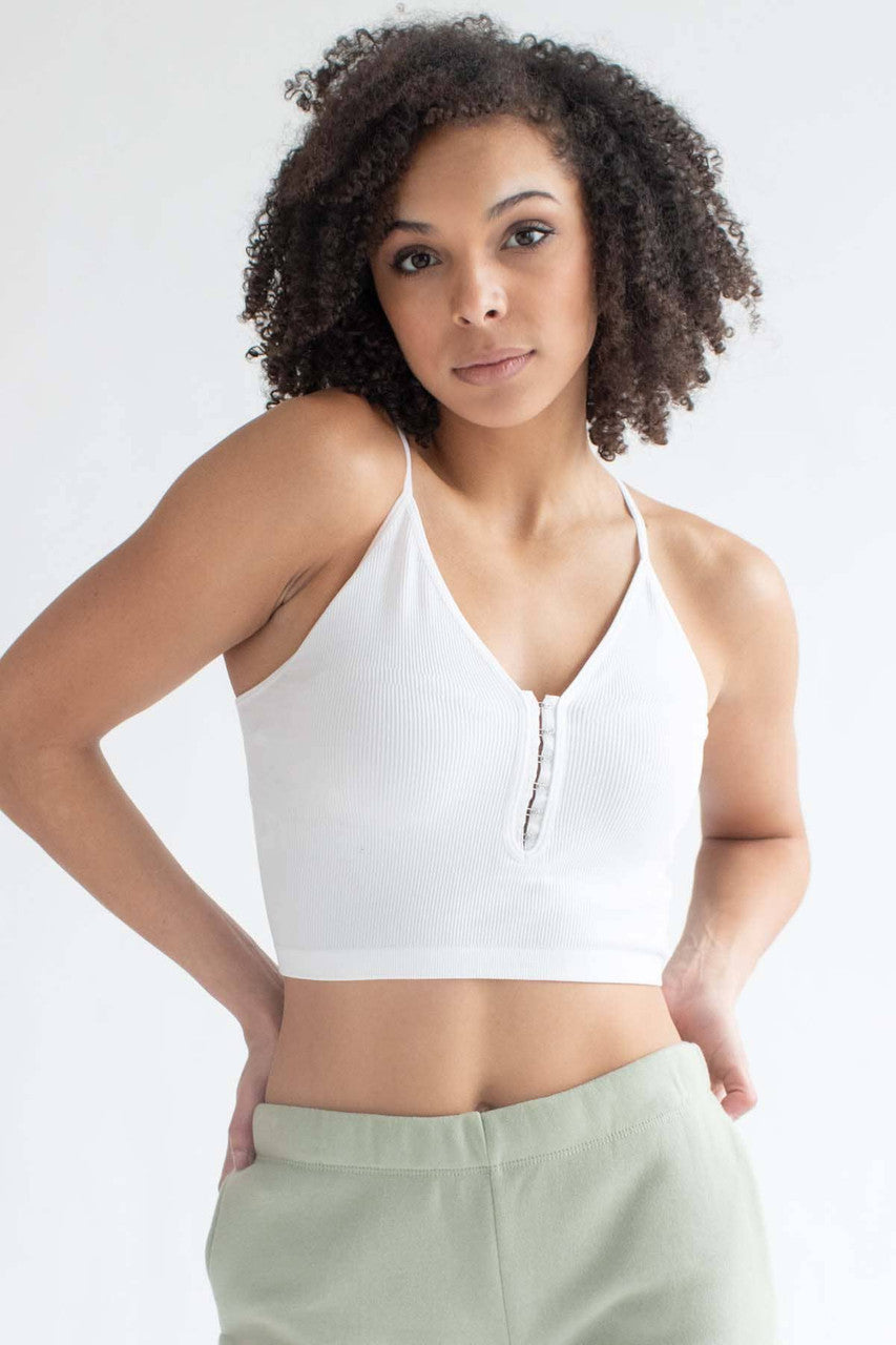 White Seamless Hook & Eye Cropped Cami