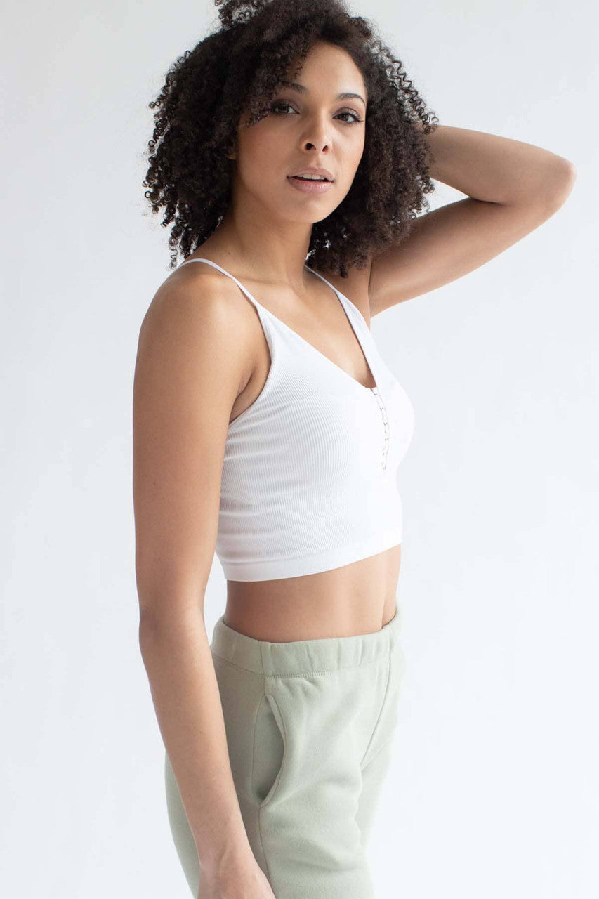 White Seamless Hook & Eye Cropped Cami