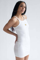 White Sunflower Patch Mini Dress