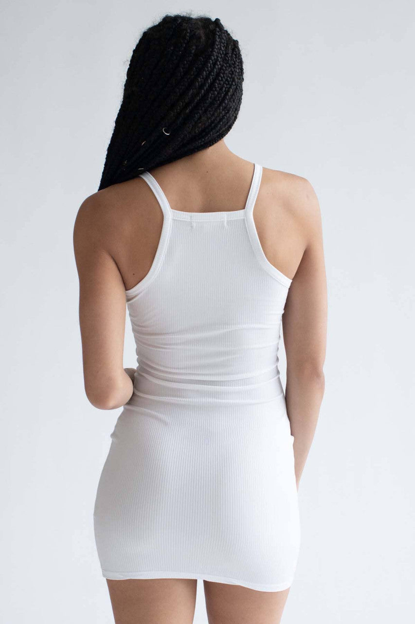 White Sunflower Patch Mini Dress