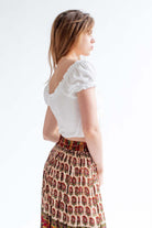 White Tencel Milkmaid Tie Cropped Top