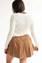 White Tie Bust Ribbed Cardigan