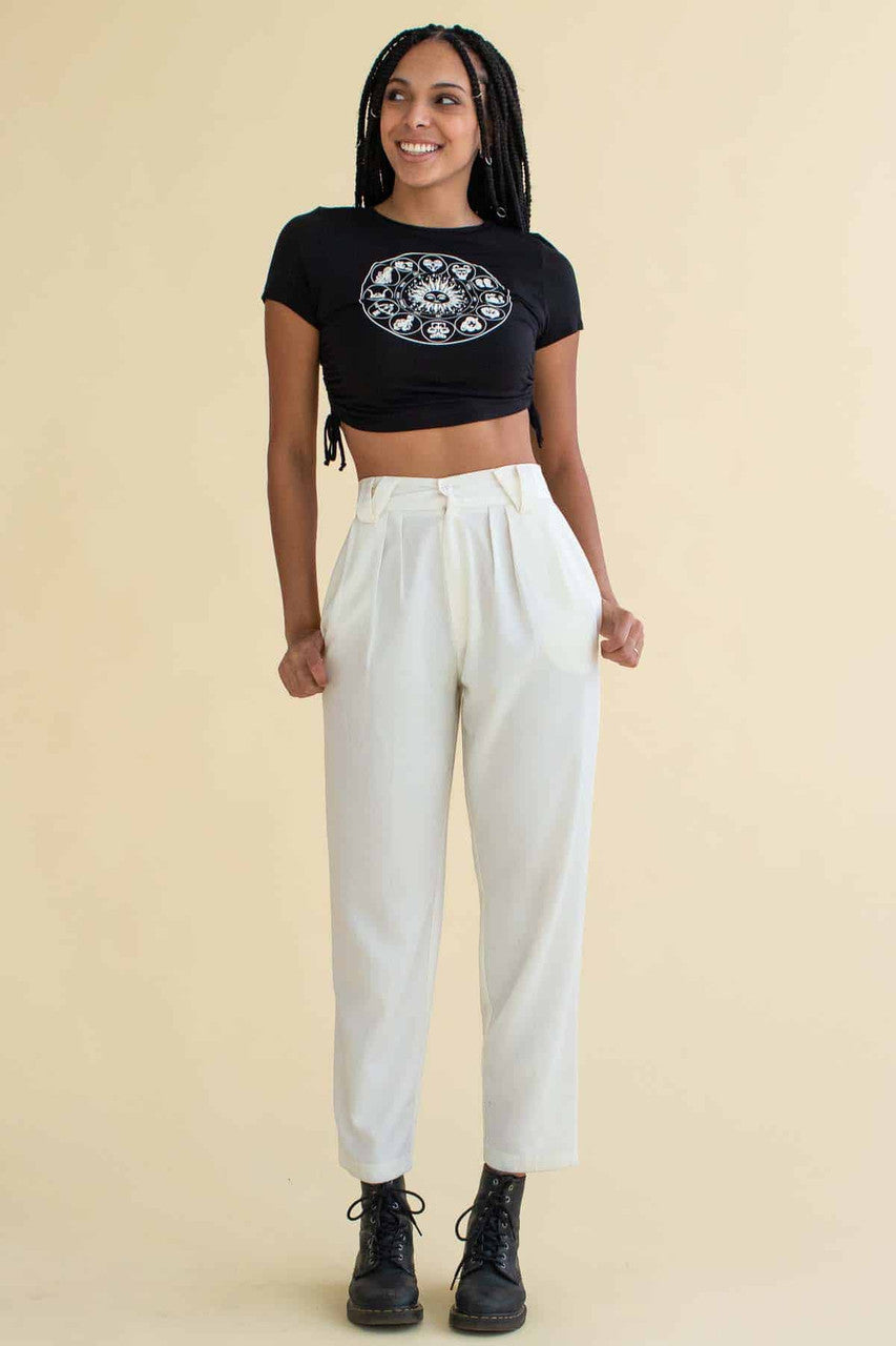 Ivory Pleated Pants