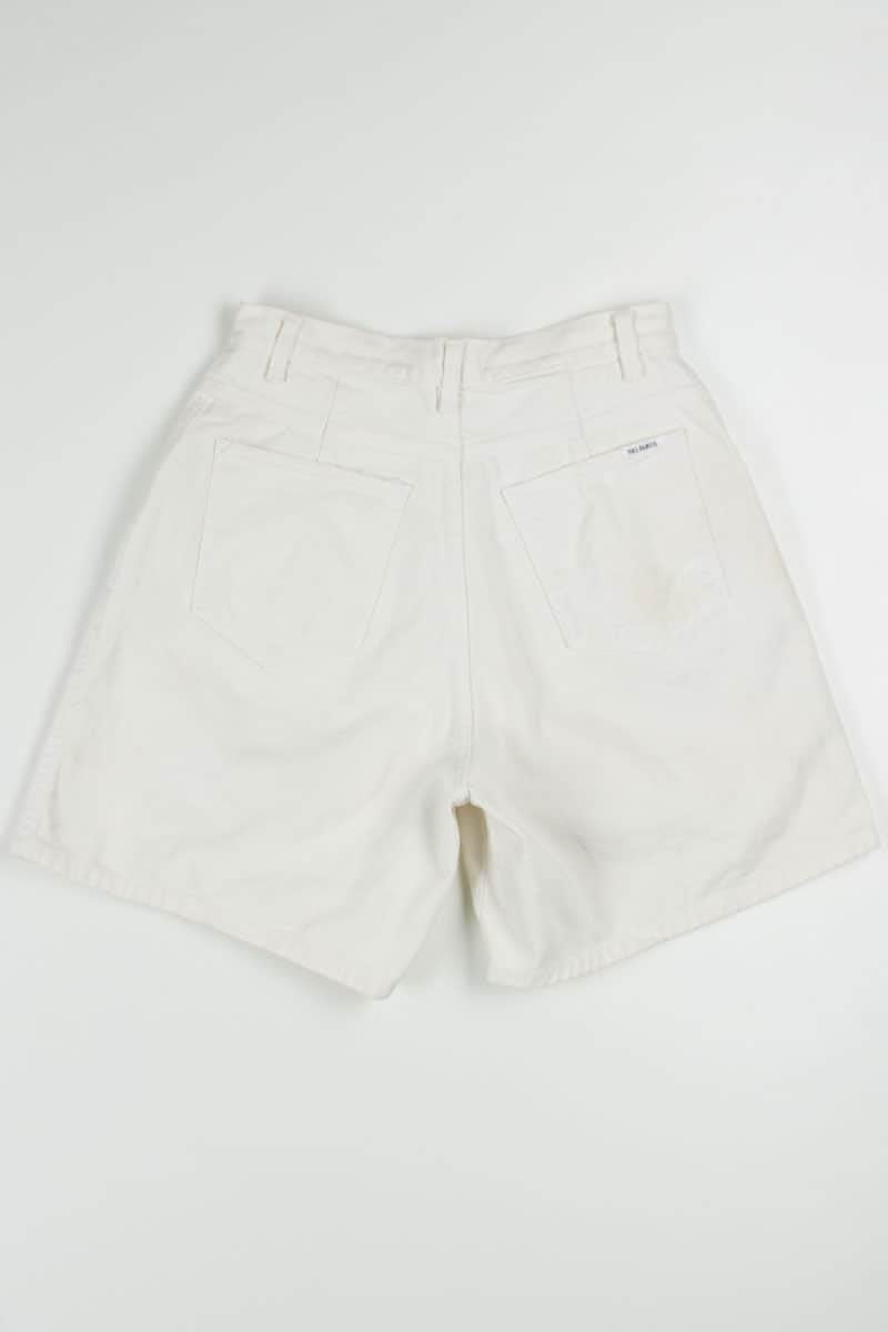 White Pleated High Waisted Denim Shorts (sz. 10)